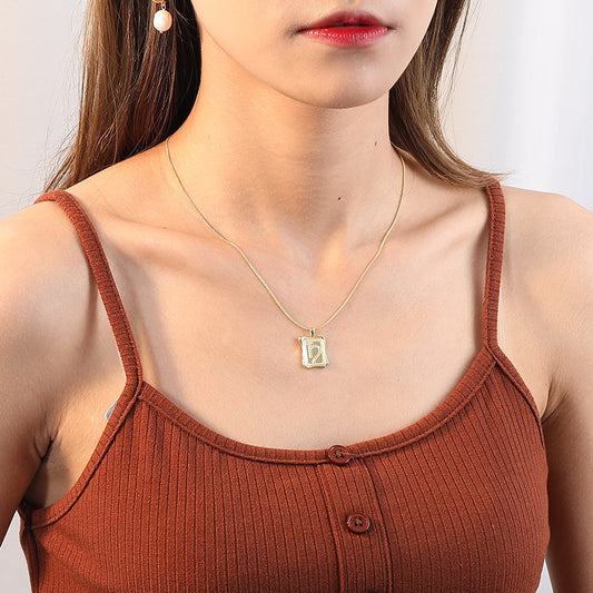 Diamond Inlaid Symbol Round Cut Sterling Silver Plated Gold Necklace