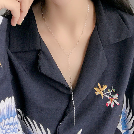 Fashion Y-Shape Sterling Silver Plated Platinum Necklace