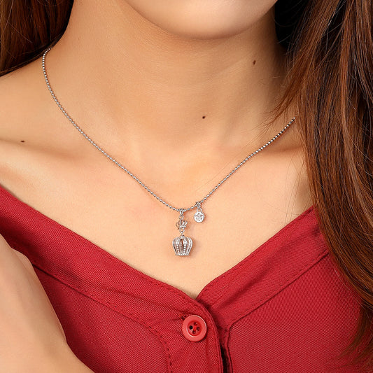 Imperial Crown Bead Round Cut Thai Silver Necklace