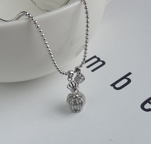Imperial Crown Bead Round Cut Thai Silver Necklace