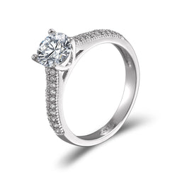 Simple Elegance Round Cut Sterling Silver Ring-TL-Juri Elle