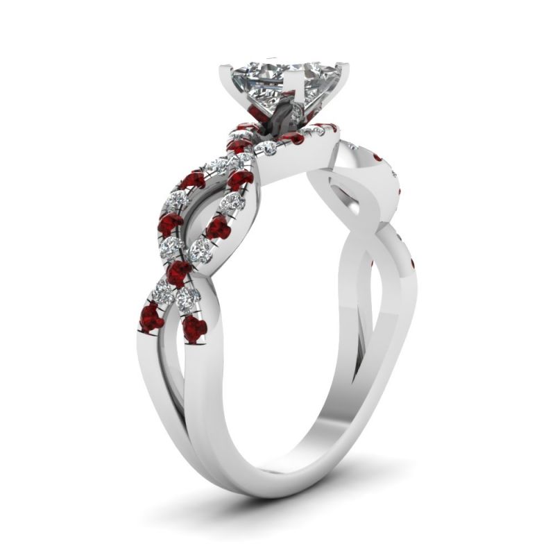 Twist Princess Cut Sterling Silver Ring