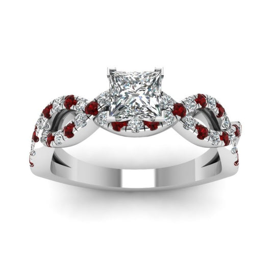 Bague en argent sterling taille princesse torsadée