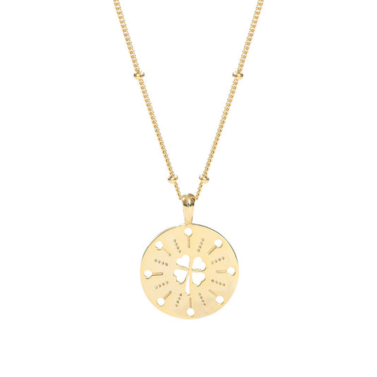 Hollow Four-leaf Clover Sterling Silver Necklace