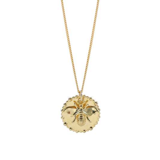 Stereoscopic Bee Sterling Silver Plated Gold Necklace