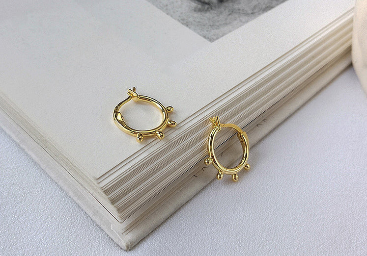 Sun Sterling Silver Plated Gold Earring