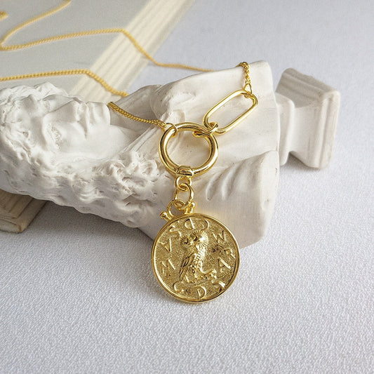 Owl Multi-circle Sterling Silver Necklace
