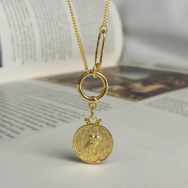 Owl Multi-circle Sterling Silver Necklace