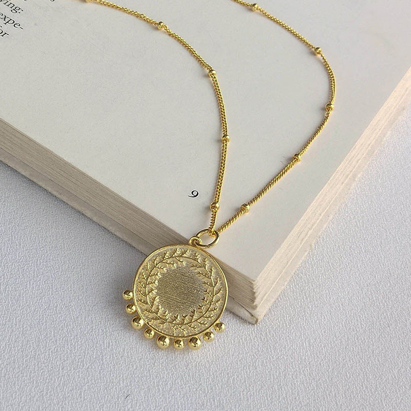 Peaceful Symbol Round Bead Sterling Silver Necklace