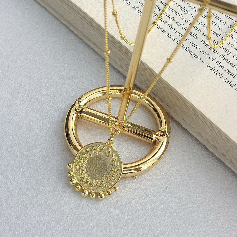 Peaceful Symbol Round Bead Sterling Silver Necklace