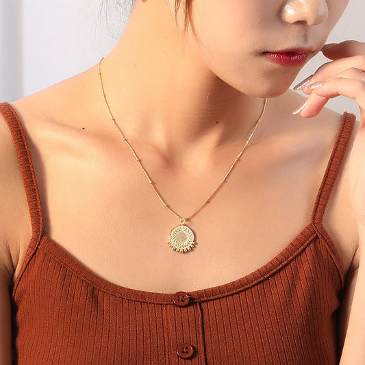 Peaceful Symbol Round Bead Sterling Silver Necklace