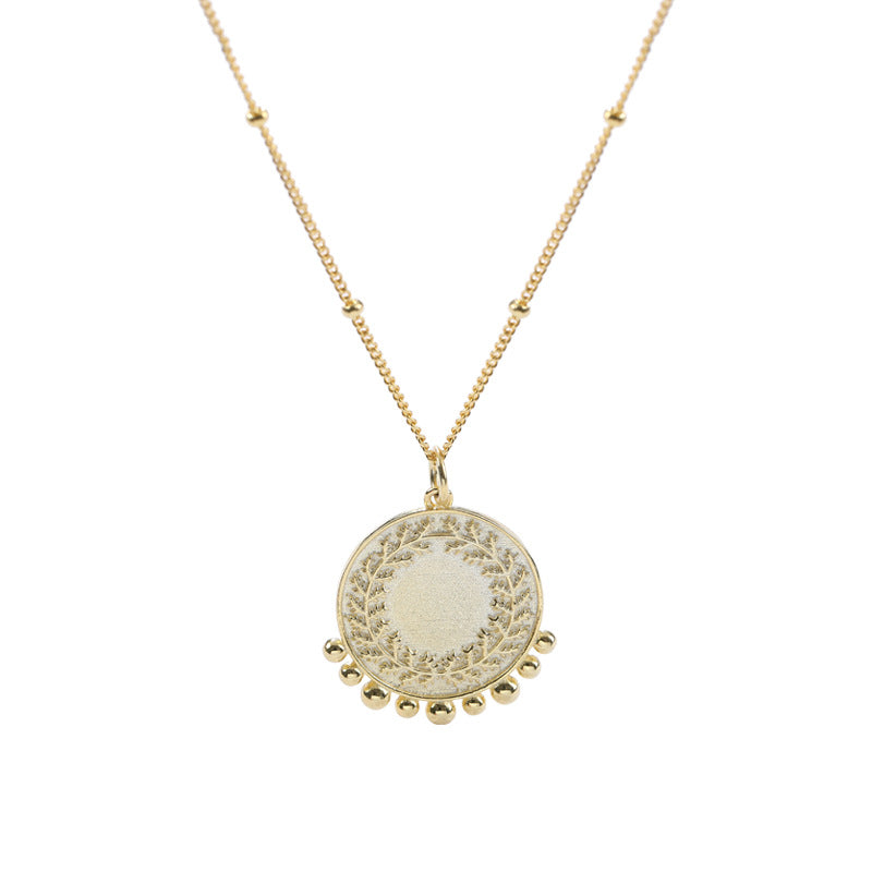 Peaceful Symbol Round Bead Sterling Silver Necklace