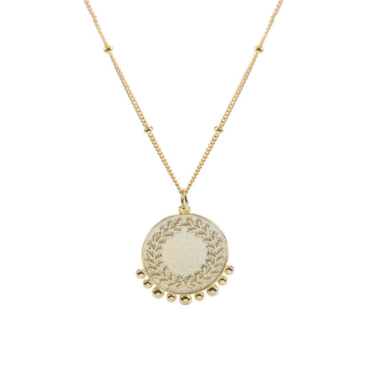 Peaceful Symbol Round Bead Sterling Silver Necklace