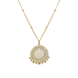 Collier en argent sterling avec perles rondes et symbole paisible