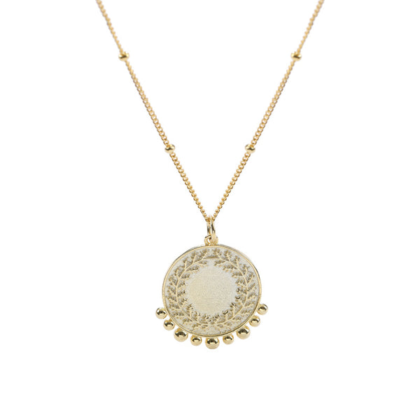 Collier en argent sterling avec perles rondes et symbole paisible