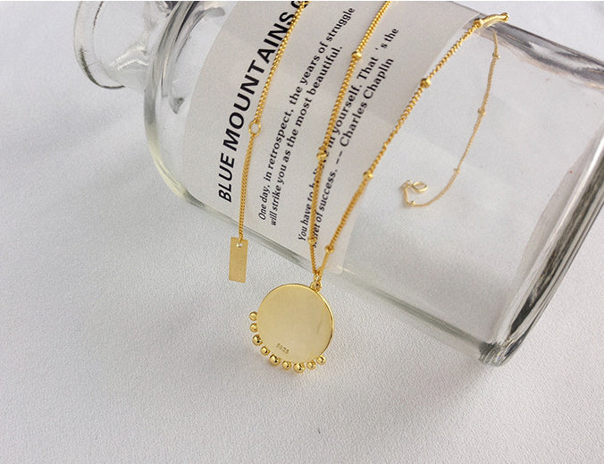 Peaceful Symbol Round Bead Sterling Silver Necklace