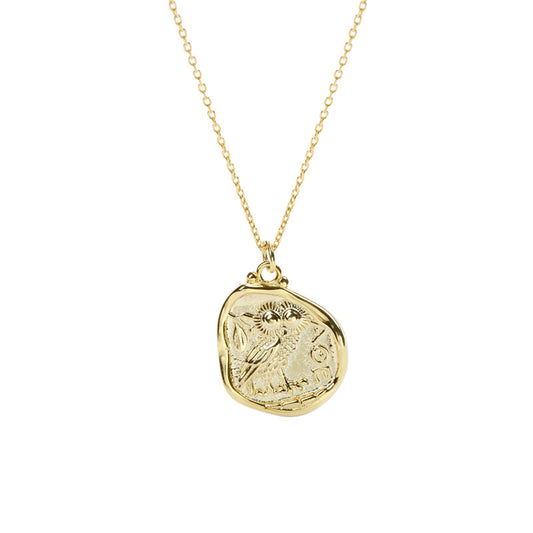 Irregular Owl Sterling Silver Plated Gold Necklace