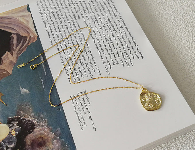 Irregular Owl Sterling Silver Plated Gold Necklace
