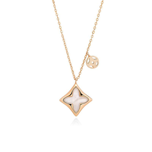 Lucky Elf Mother Shellfish 925 Silver Plated 14K Rose Gold Necklace