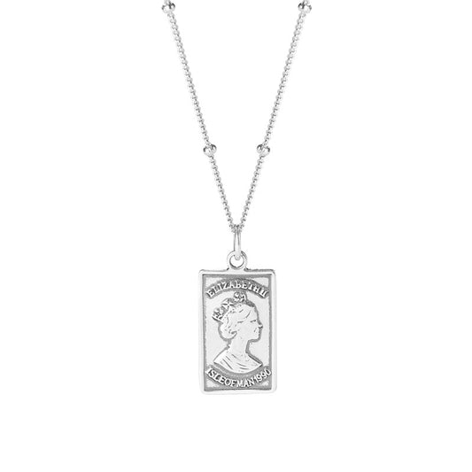 Vintage Queen Portrait Thai Silver Necklace