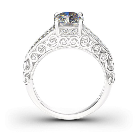 Bague de fiançailles en argent sterling coupe ronde vintage