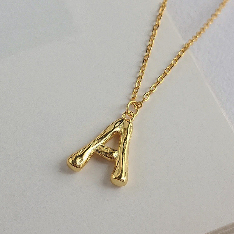 Letter A Sterling Silver Plated Gold Necklace