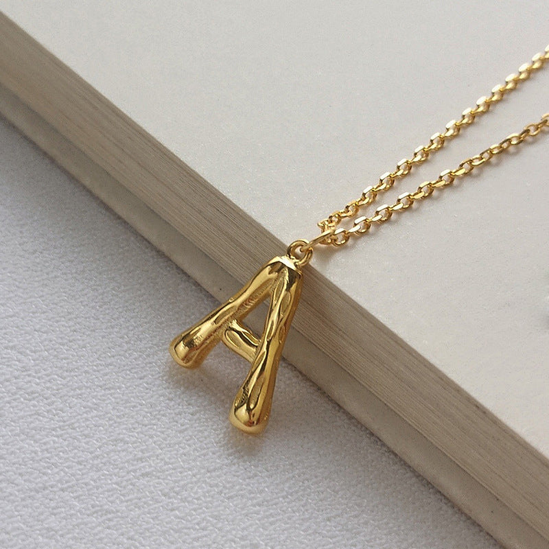 Letter A Sterling Silver Plated Gold Necklace