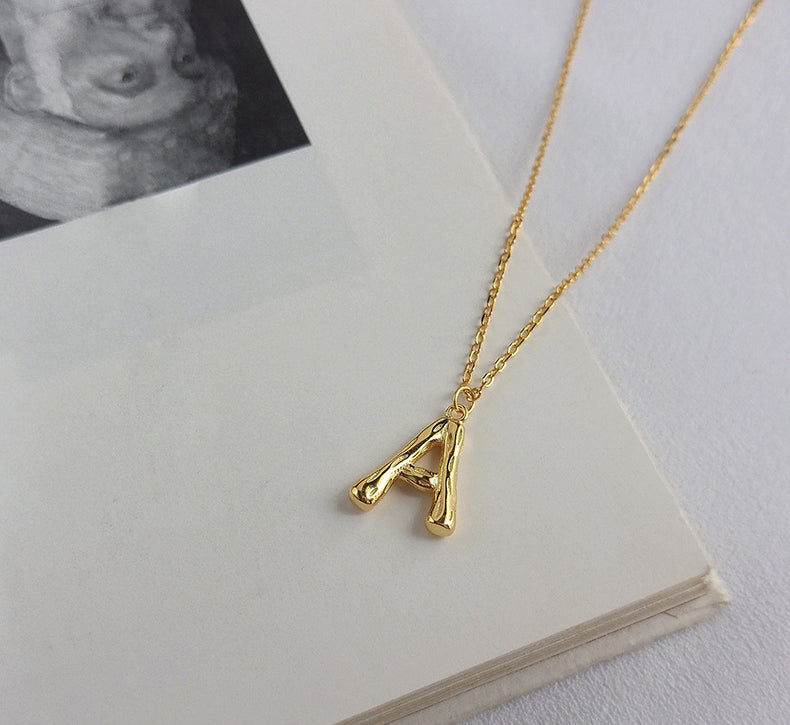 Letter A Sterling Silver Plated Gold Necklace