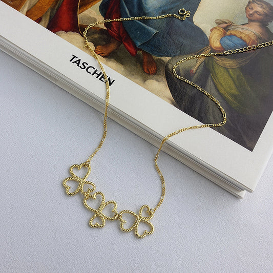 Twist Weaving Shamrock Sterling Silver Plated Gold Necklace