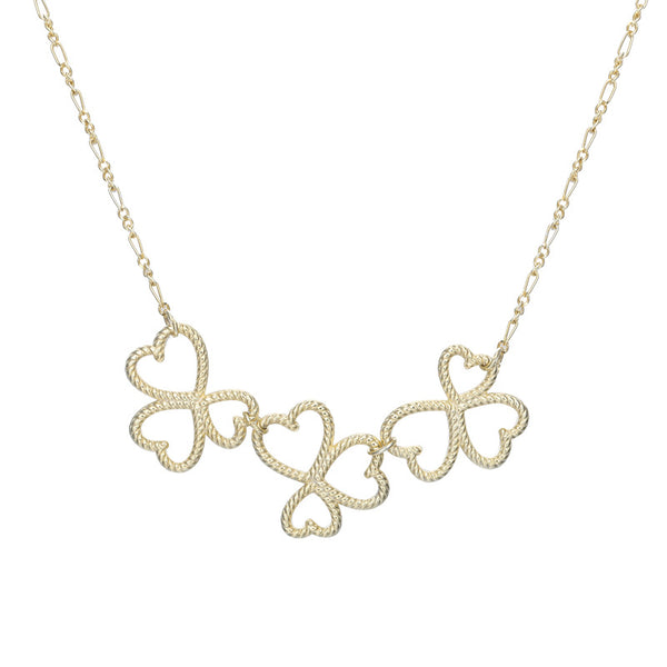 Twist Weaving Shamrock Sterling Silver Plated Gold Necklace