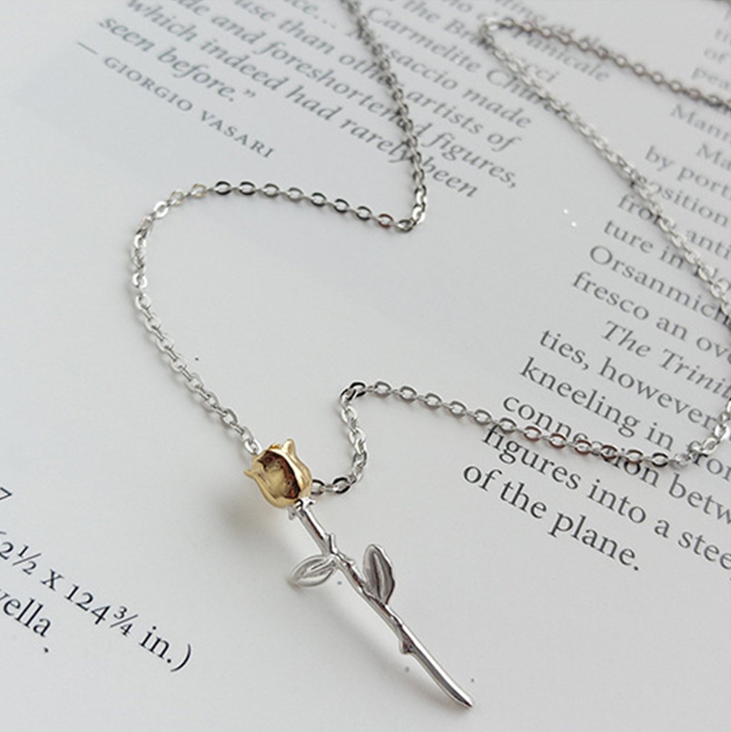 Golden Eternal Rose Sterling Silver Plated Platinum Necklace