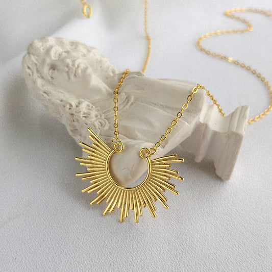 Radioactive Semicircle Sterling Silver Plated Gold Necklace