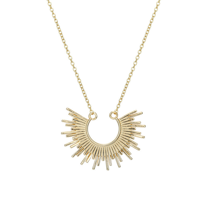 Radioactive Semicircle Sterling Silver Plated Gold Necklace