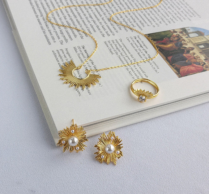 Radioactive Semicircle Sterling Silver Plated Gold Necklace