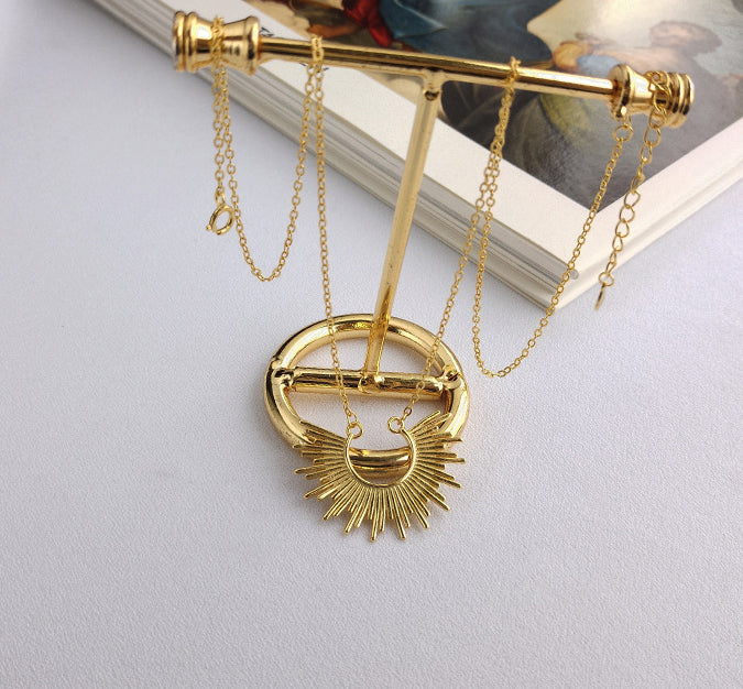 Radioactive Semicircle Sterling Silver Plated Gold Necklace