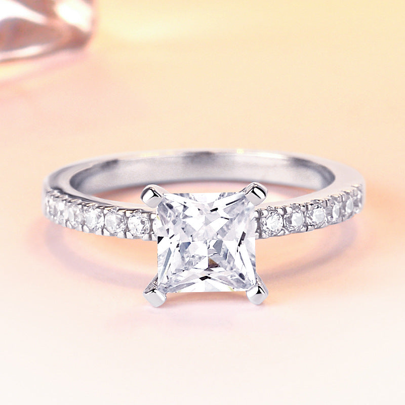 Noble Princess Cut Sterling Silver Ring-TL-Juri Elle