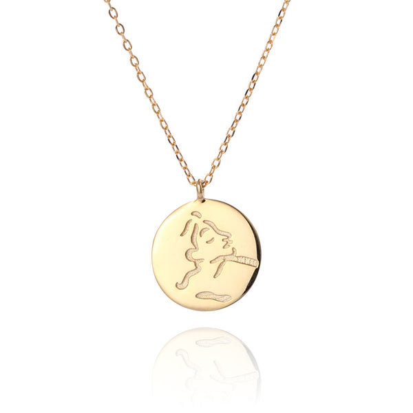 Portrait Sterling Silver Plated Gold Necklace