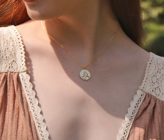 Portrait Sterling Silver Plated Gold Necklace