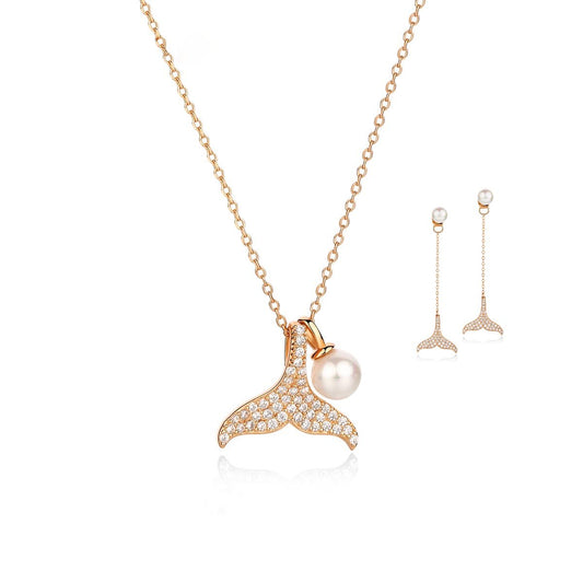 Collier en argent sterling coupe ronde avec perles d'amour de sirène