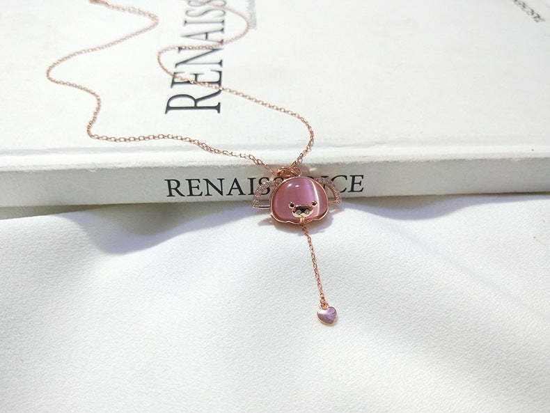 Collier Or Rose Plaqué Rond Coupe Porcinet Rose