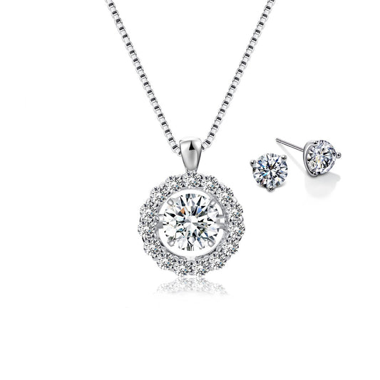 Heartbeat Round Cut Sterling Silver Necklace