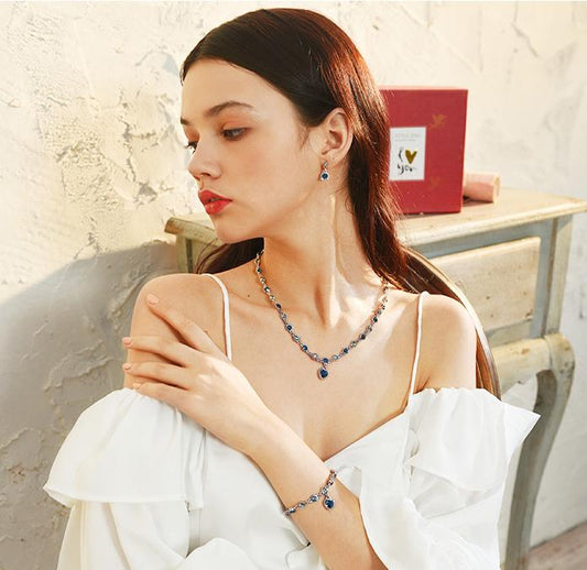 Love At First Sight Collier en alliage Swarovski coupe ronde en forme de cœur