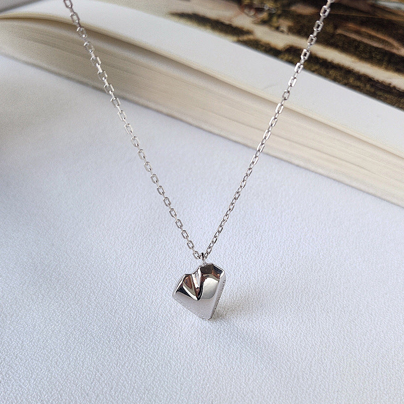 Irregular Heart Sterling Silver Plated Platinum Necklace