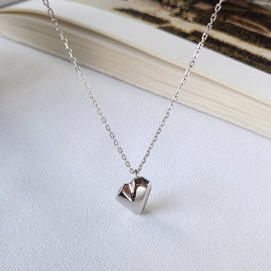Irregular Heart Sterling Silver Plated Platinum Necklace