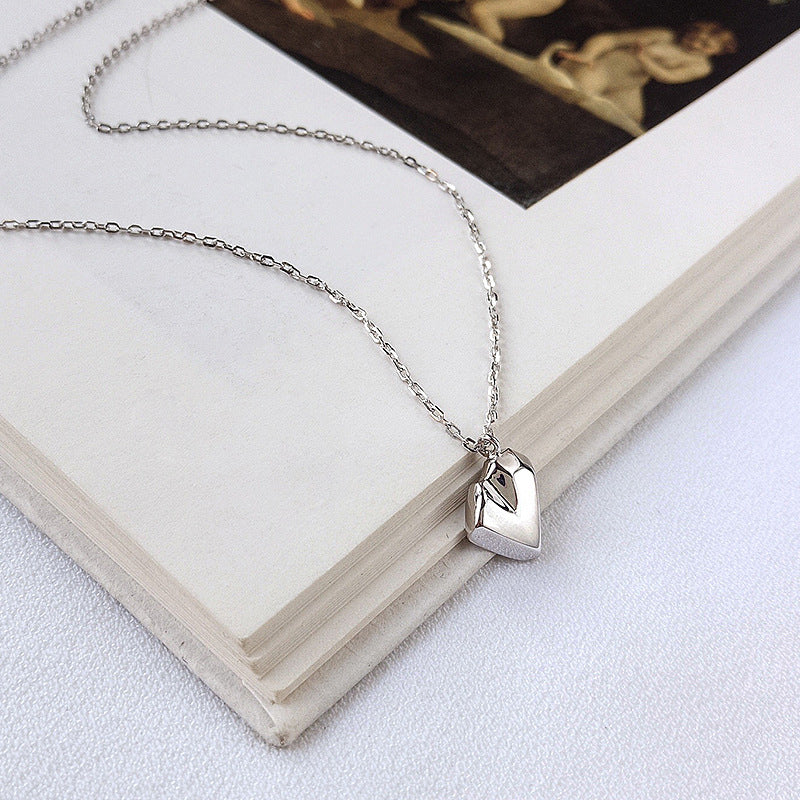 Irregular Heart Sterling Silver Plated Platinum Necklace