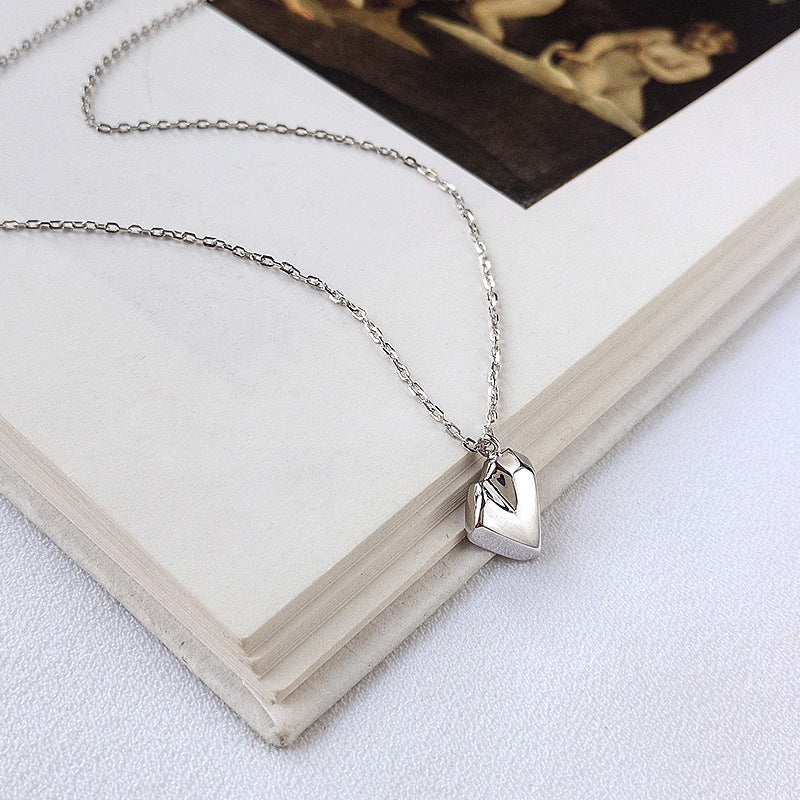 Irregular Heart Sterling Silver Plated Platinum Necklace
