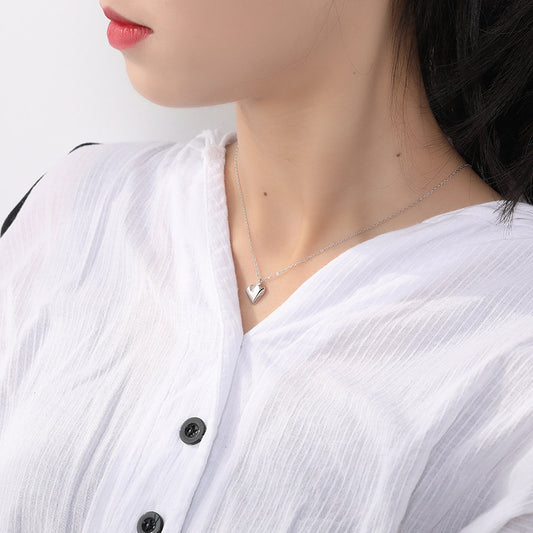Irregular Heart Sterling Silver Plated Platinum Necklace