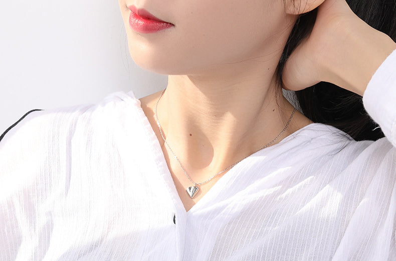 Irregular Heart Sterling Silver Plated Platinum Necklace