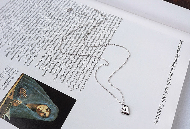 Irregular Heart Sterling Silver Plated Platinum Necklace