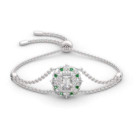 Cinderella Halo Radiant Cut Sterling Silver Bracelet-JE-Juri Elle